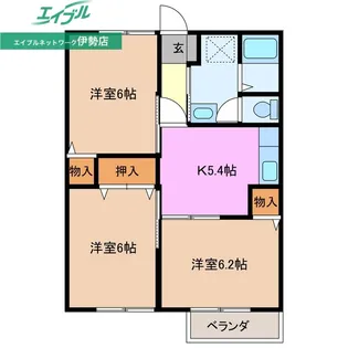ウエストコート船江山【2階】の間取り