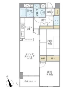ケーディーエックスレジデンス宮前平【1階】の間取り