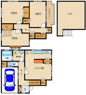 大阪府羽曳野市伊賀3【一戸建】の間取り