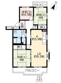 UR千葉ニュータウン高花【4階】の間取り