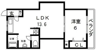 ターフィーズフラット南巽【2階】の間取り