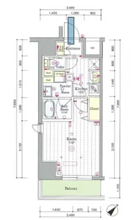 スカイコートパレス門前仲町【3階】の間取り