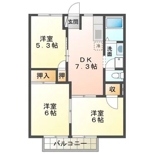 クイーンズタウン 元町 II棟【2階】の間取り
