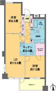 カスタリア高輪【6階】の間取り