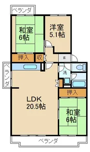 グリーンヒル光善寺住宅18号棟【5階】の間取り