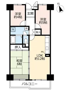 URパルネス前後【4階】の間取り