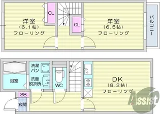 アスコット美田園【1階】の間取り