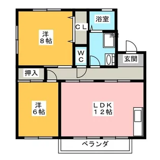 サンフラワーフジB【2階】の間取り