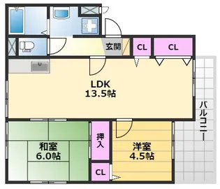 サファージュ高石B棟【2階】の間取り