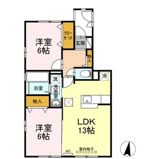 ラフィネはまゆう C棟【1階】の間取り