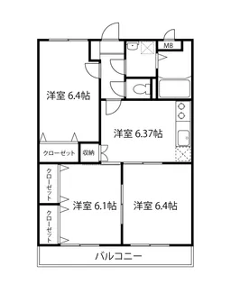 フローラ不動ヶ岡弐番館【3階】の間取り