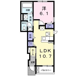 クレール・ヴィラ城ノ堀【1階】の間取り
