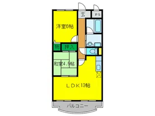 グランドマンション美光【6階】の間取り