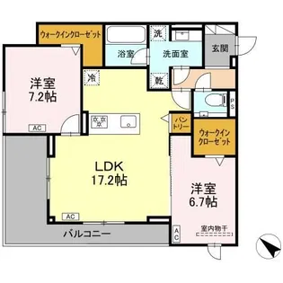 セレスティア伝馬【2階】の間取り