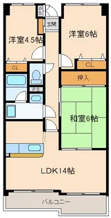 国見ハイツ3号棟【6階】の間取り