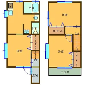 テラスハウスPAPERI【1階】の間取り