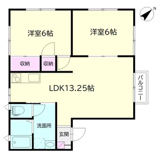 ハイツドマーニB棟【1階】の間取り