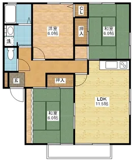 長崎県西彼杵郡長与町吉無田郷【アパート】の間取り