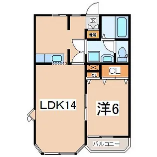 福島県郡山市富田東1【アパート】の間取り