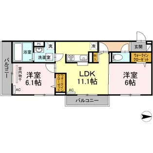 ブランネージュ中川A棟【1階】の間取り