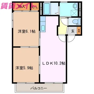 カームエイトD棟【2階】の間取り