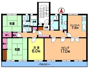 堀込第2住宅3号棟【5階】の間取り