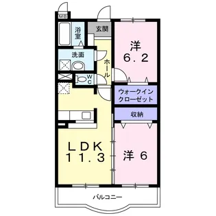 山梨県甲斐市西八幡【アパート】の間取り