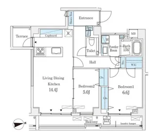 The Verlux Takanawa ジ ヴェルクス タカナワ【6階】の間取り