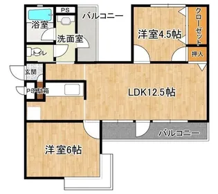 ツインコートたちばな台E棟【1階】の間取り