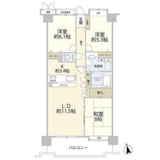 ローヤルガーデン立川けやき台【6階】の間取り