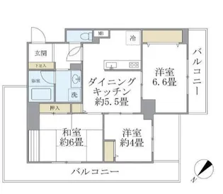 リエール若松町【4階】の間取り