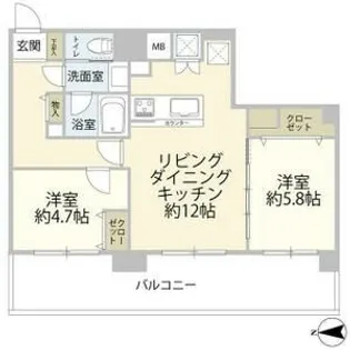 メイツ大森西【12階】の間取り