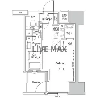 ザ・パークハビオ人形町レジデンス【3階】の間取り