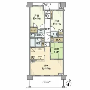 ザ・パークハウス 市ヶ尾ウエスト【3階】の間取り