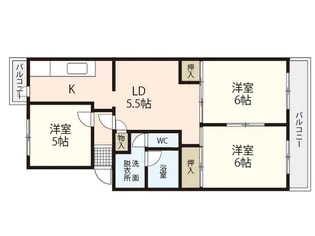 鈴が峰第5団地 3号棟【2階】の間取り