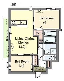 レジデンススイート三軒茶屋【2階】の間取り