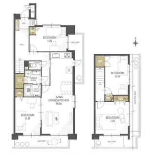 御器所サンハイツ【5階】の間取り