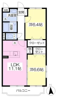 ユーミー三本松【4階】の間取り