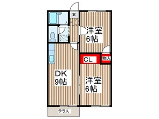 フラワ-ヒル【1階】の間取り