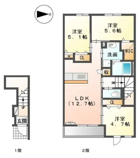 ニュー ウエスト【2階】の間取り