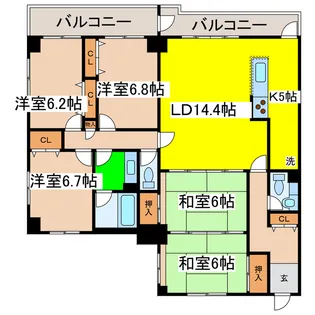 芦野マンション3号棟【2階】の間取り