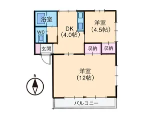 朝日ヶ丘ハイツ【1階】の間取り