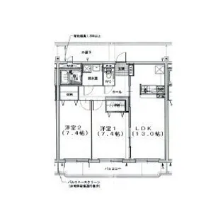 2LDKの間取り画像