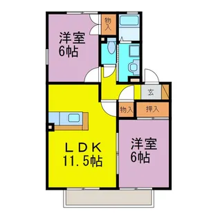 サンハイム ホウゲツ【1階】の間取り