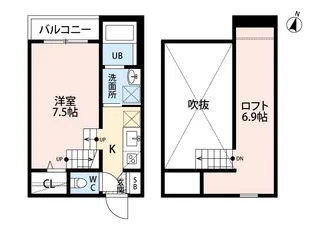 1SKの間取り画像