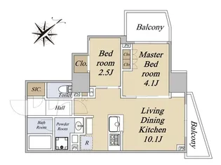 クレストコート旗の台【1階】の間取り