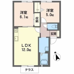 カサベルデE【1階】の間取り