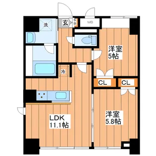 渡幸ベルメゾン五橋【11階】の間取り