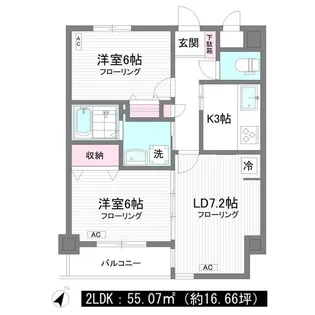ヴィルヌーブ南麻布【4階】の間取り