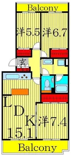 ラポール中川【2階】の間取り